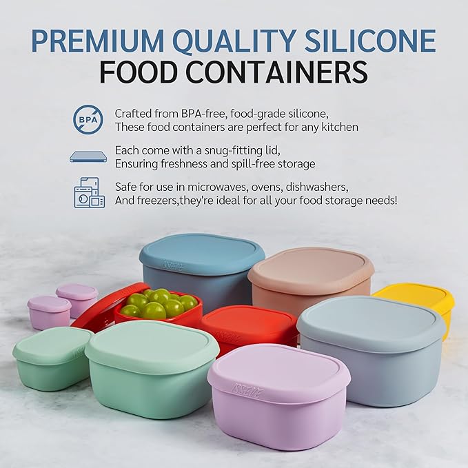 ISSEVE 12Pcs/Set Nesting Silicone Food Storage Containers - Image 7