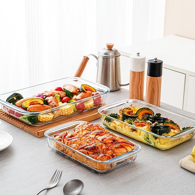 3 Pack High Borosilicate Glass Baking Dishes - Image 7
