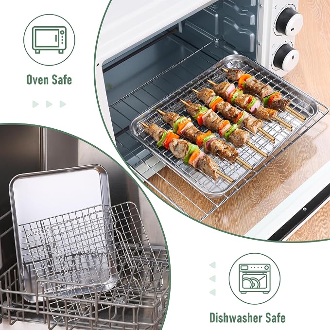 Homikit Cookie Sheet with Rack, 10 x 8 Inch Stainless Steel Cookie Sheets with - Image 7