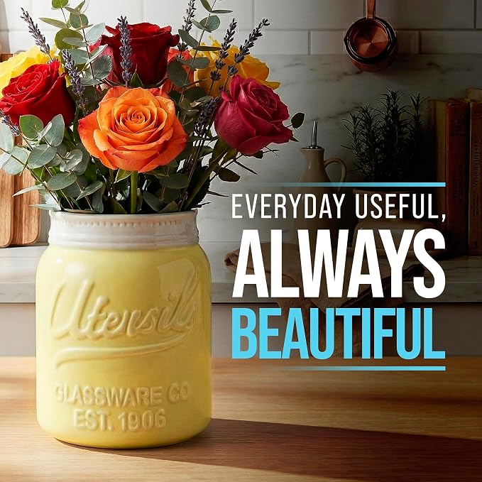 Comfify Wide Mouth Mason Jar Utensil Holder Decorative Kitchenware Organizer - Image 6