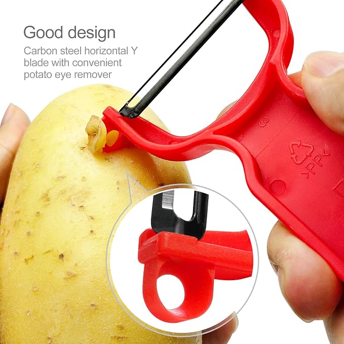 Original Vegetable Peeler Carbon Steel Blade 3-Pack Red/Green/Yellow - Image 3