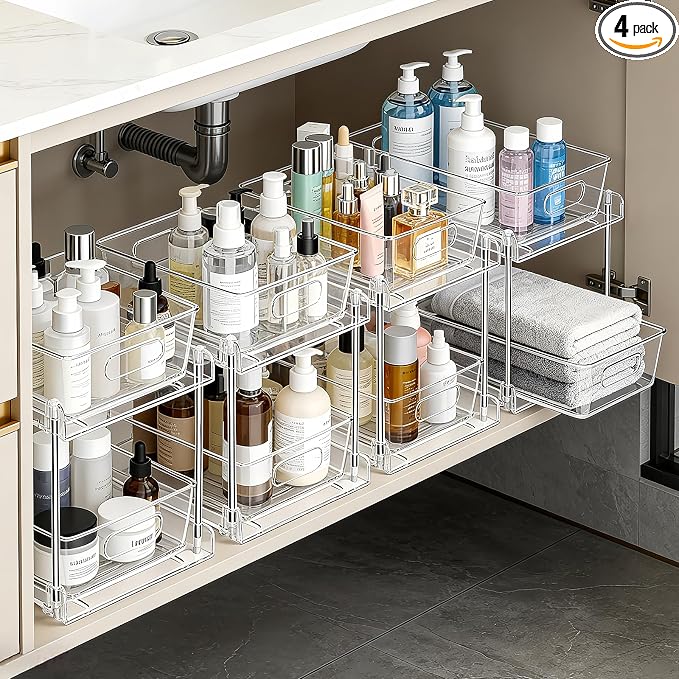 2 Tier Under Sink Organizer Bathroom Organizers and Storage by FAMOVELL