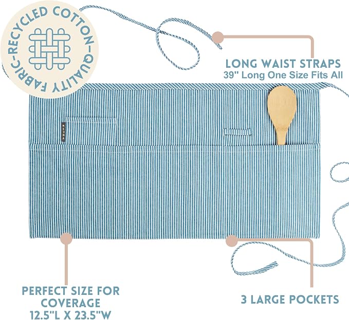 MEEMA Chef Waist Apron Cotton Fabric |Washable & Breathable Waitress & Server - Image 4