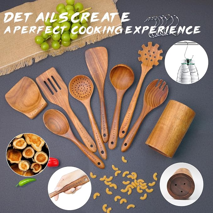 Teak Wooden Spoons for Cooking - Image 3
