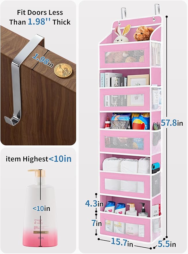 JARLINK Over The Door Organizer Storage, 5 Shelf Hanging Door Organizer - Image 2