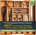 keechee Carbonized Bamboo Kitchen Drawer Organizer, 10 Slots Expandable by Keechee