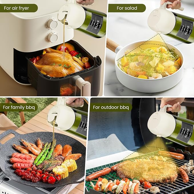 LAKUMIQI 2 in 1 Oil Sprayer for Cooking, 16oz Olive Oil Dispenser Bottle for - Image 4