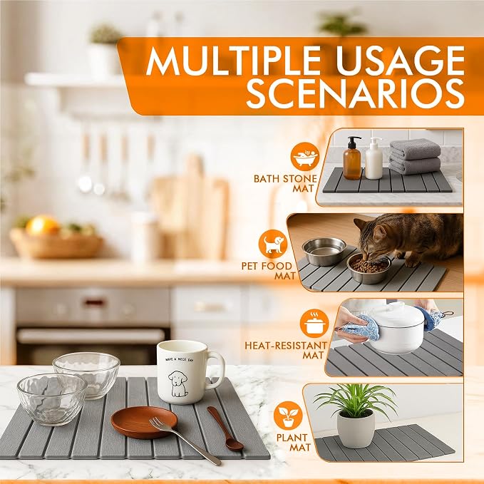 Large Stone Dish Drying Mat for Kitchen Counter, Instant Drying Pad, Super - Image 3