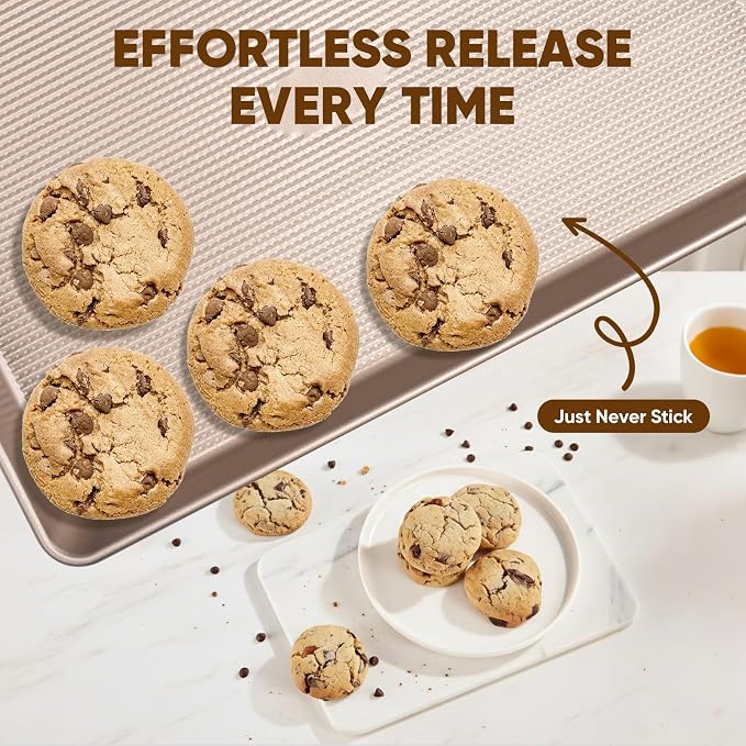 Sakerplus Nonstick Baking Sheet Pan Set of 3, Heavy Duty Cookie Sheets - Image 7