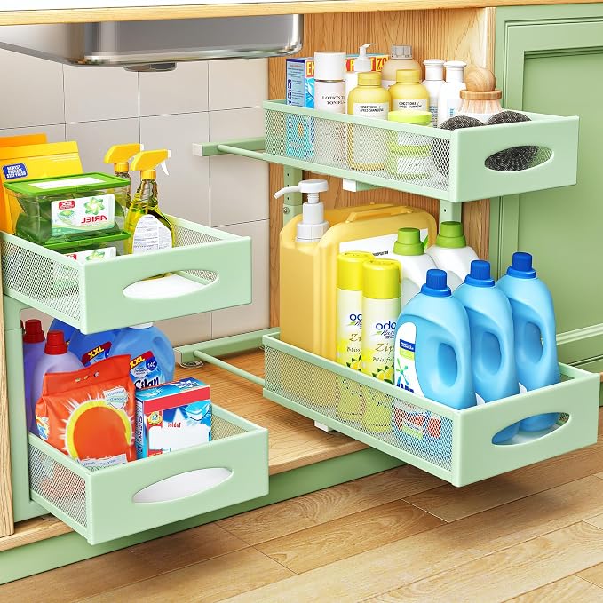 Under Sink Organizer, 2 Tier Pull out Cabinet Organizer Baskets by Kitstorack