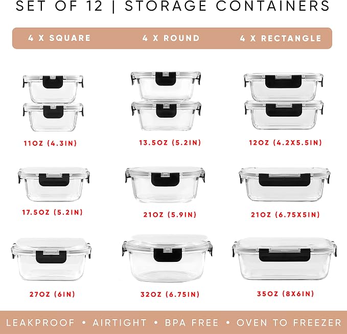 JoyJolt 24pc Borosilicate Glass Storage Containers - Image 9