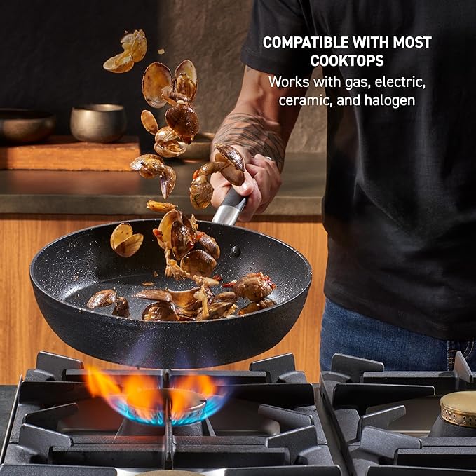 T-fal Stone Force Platinum Non Stick Cookware Set 12 Piece, Oven Broiler Safe - Image 8