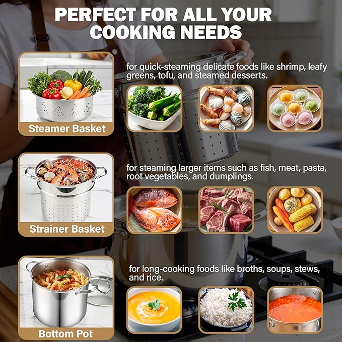 Cooks Standard Pasta Pot 18/10 Stainless Steel 12 Quart, Spaghetti Cooker - Image 5