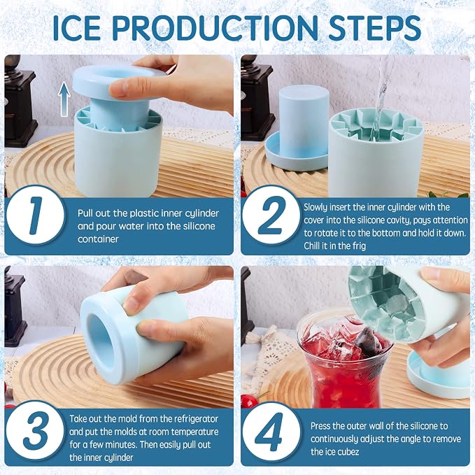 Small Ice Maker Cup, Cylinder Silicone Ice Cube Molds, Mini Ice Maker Cube Tray - Image 6