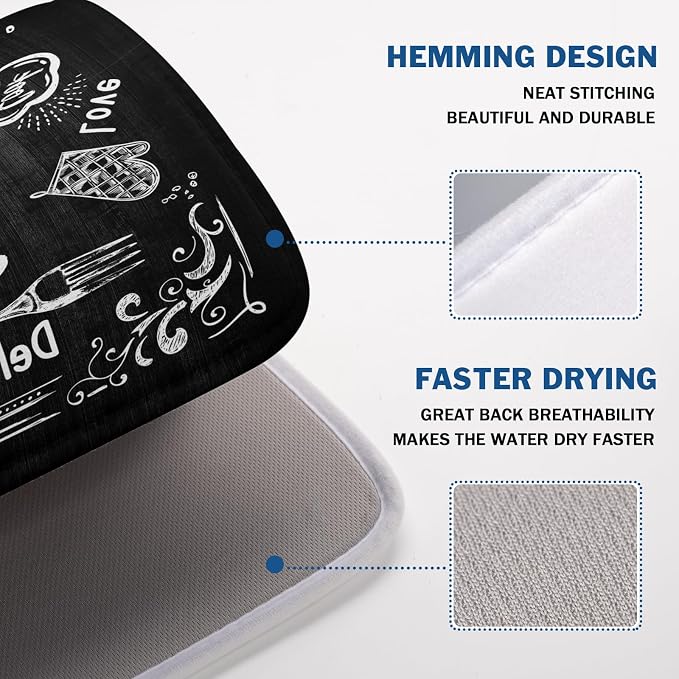 Kawani Black Coffee Bar Dish Drying Mats - Image 4