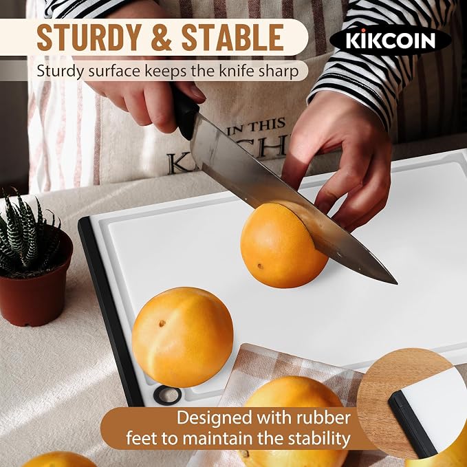 Kikcoin Plastic Cutting Boards for Kitchen, 3-Piece Large Cutting Board Set - Image 5