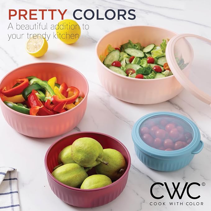 COOK WITH COLOR Prep Bowls with Lids- Wide and Deep Nesting Plastic Small - Image 5