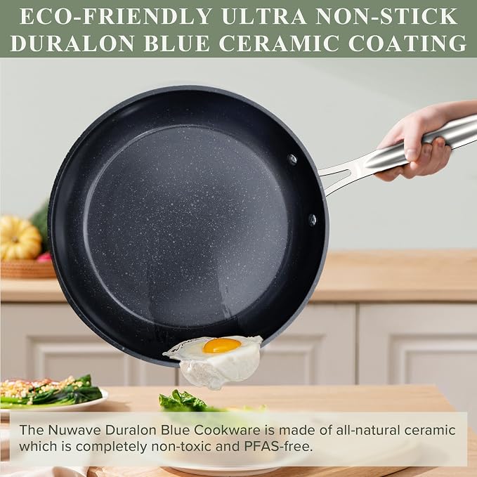 Nuwave Healthy Duralon Blue Ceramic Nonstick Cookware Set, Diamond Infused - Image 6