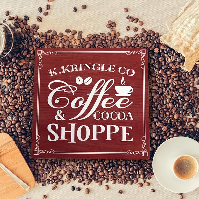 Kringle Coffee & Cocoa Shoppe Sign – 5.9 x 5.9 Inch Wooden Christmas Decor - Image 4