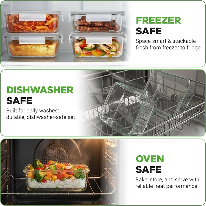 NutriChef 10 Piece Glass Food Storage Containers - Image 3
