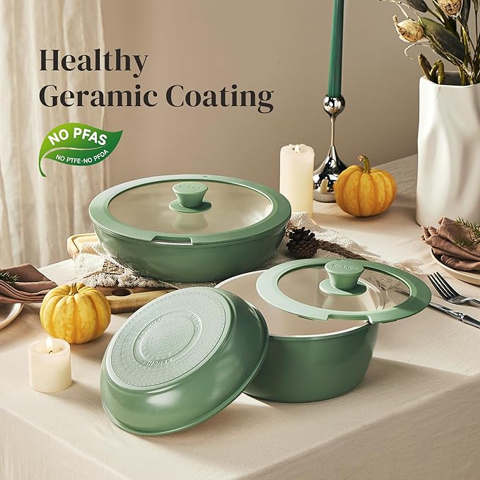 Redchef Ceramic Cookware Set, Removable Handle Pots and Pans Non-Stick - Image 5