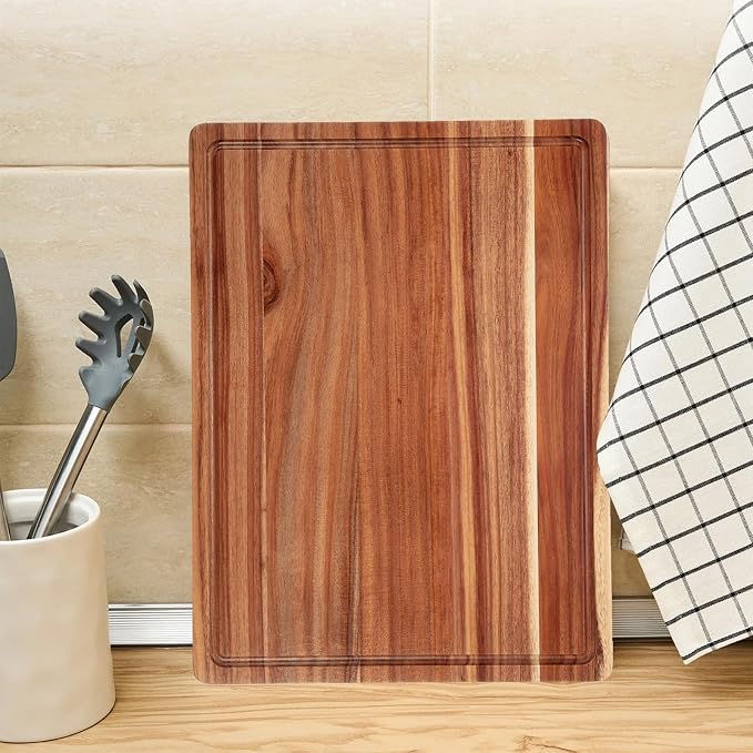 20 Inch Large Acacia Wood Cutting Board 1.5" Thick, Reversible Wooden Cutting - Image 7