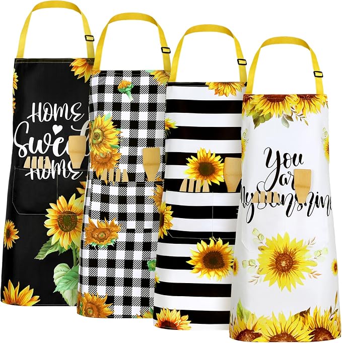 Geetery 4 Pcs Chicken Aprons for Women Rooster Print Apron Waterproof by Geetery