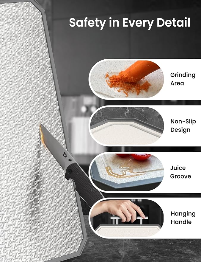 Cutting Board for Kitchen, Non Toxic Titanium Cutting Board, Double-Sided Metal - Image 4