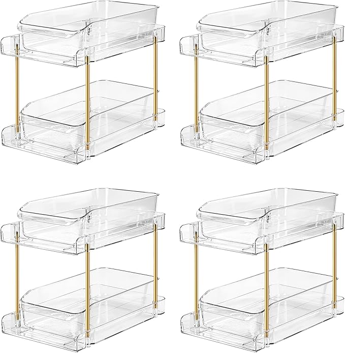 LAREKUN4pack 2-Tier Organizer & Storage Unit Stackable Bathroom Cabinet by LAREKUN