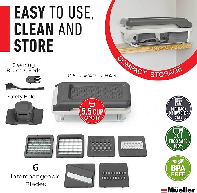 Mueller Vegetable Chopper Mandoline Slicer, Food Veggie Chopper, Cheese Grater - Image 6