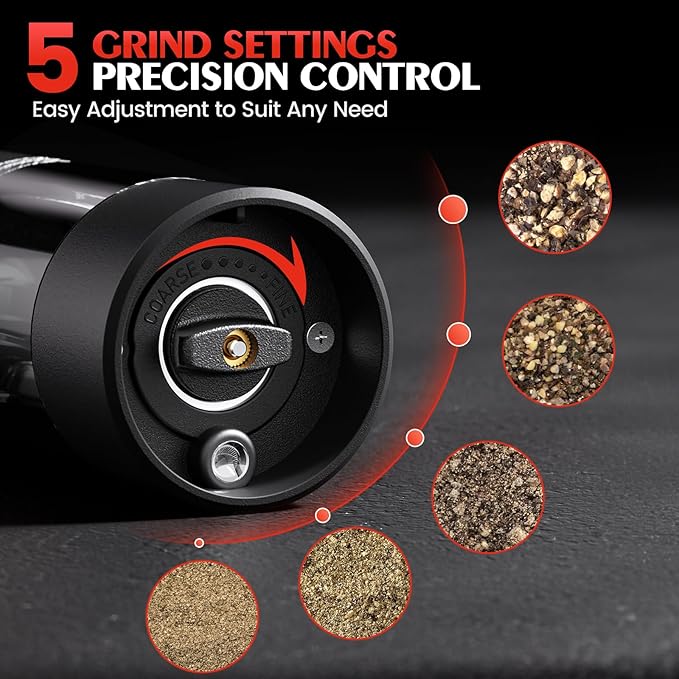 Electric Salt and Pepper Grinder Set Automatic Battery Pepper Mill Shakers - Image 4