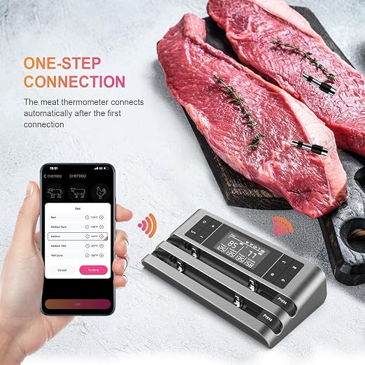 Wireless Smart Meat Thermometer, Dual-Sensor Probe, 500FT Remote, Dedicated App - Image 2