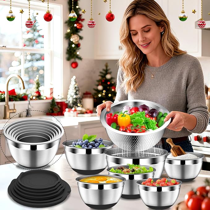 DUTZUN Mixing Bowls with Lids Set - Image 7