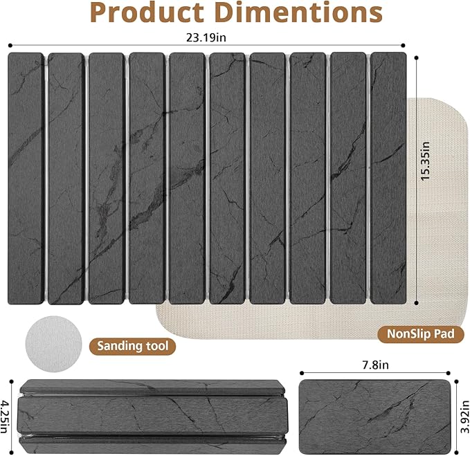 2 PCS Large Stone Dish Drying Mat - Image 2