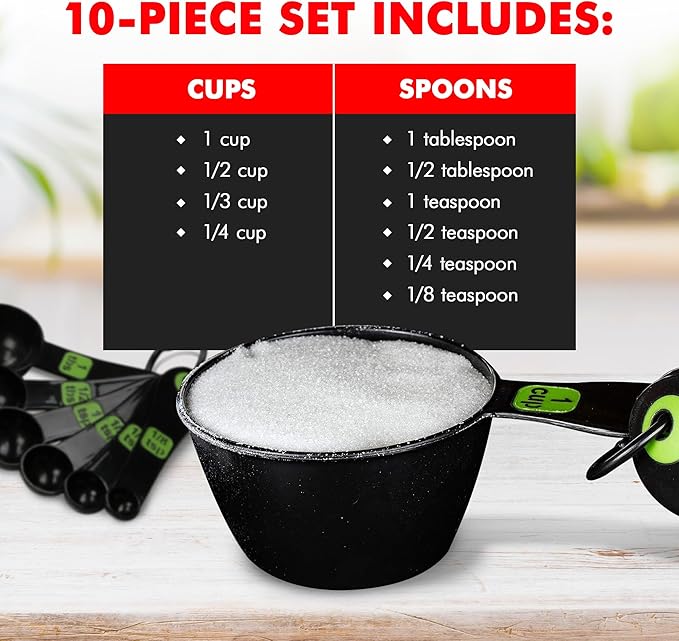 Chef Craft Easy to Ready Plastic Measuring Cup Set, 10 piece set - Image 4