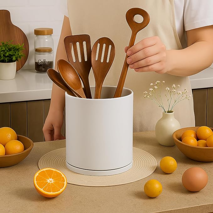 D'vine Dev 360° Rotating Utensil Holder – 7.2" Kitchen Utensil Crock - Image 5