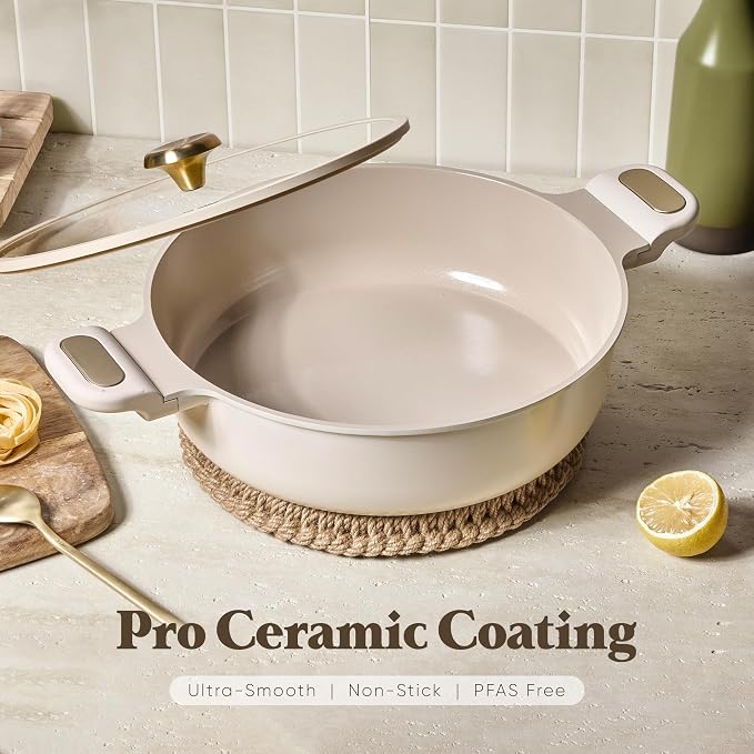 CAROTE 4.5Quart Stock Pot with Lid, Non Toxic Ceramic Soup Pot, Nonstick - Image 3