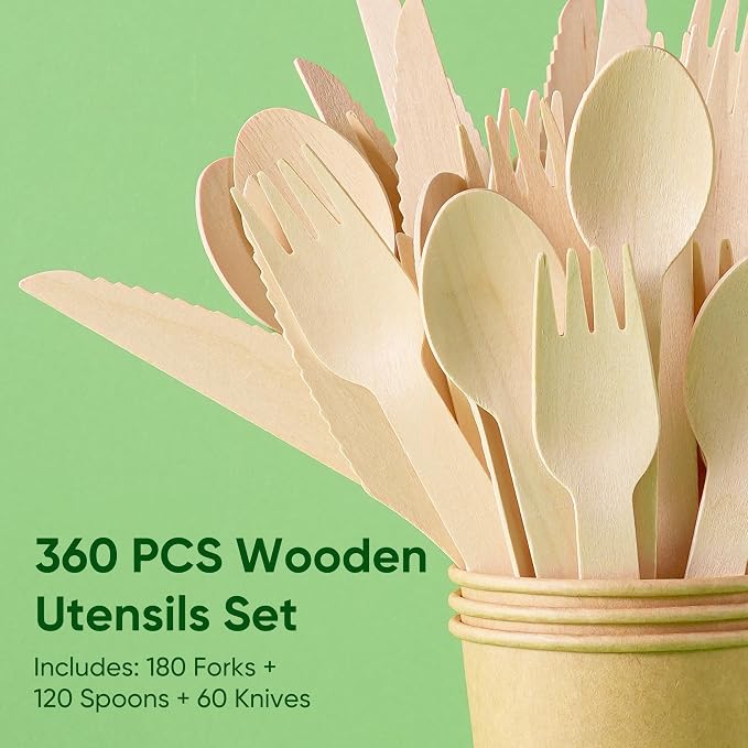 Disposable Wooden Utensils Set, Compostable Utensils, Disposable Cutlery - Image 6