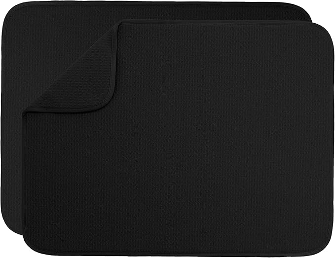 S&T INC. Dish Drying Mat XL 2 Pack, 18” x 24”, Absorbent Microfiber Kitchen by STINC
