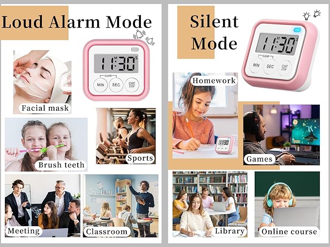 Timer, Kitchen Timers for Cooking Classroom Timer for Kids Teachers Magnetic - Image 2