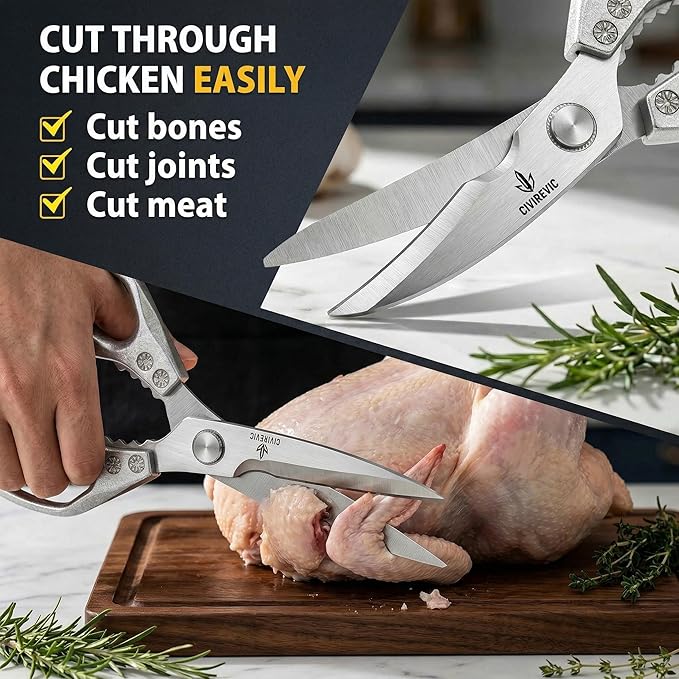 Heavy Duty Kitchen Shears for Bone Cutting, 2 Pack Ultra Sharp Poultry Scissors - Image 2