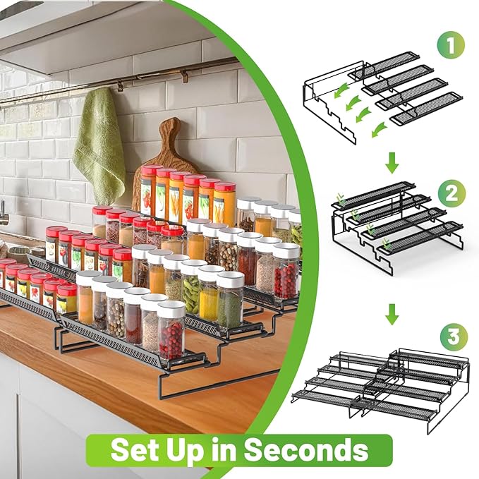 4 Tier Adjustable Spice Rack Organizer - Image 5