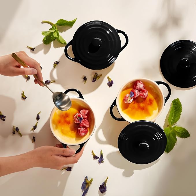 Kook Ceramic Mini Cocotte Set, Small Casserole Dishes - Image 4