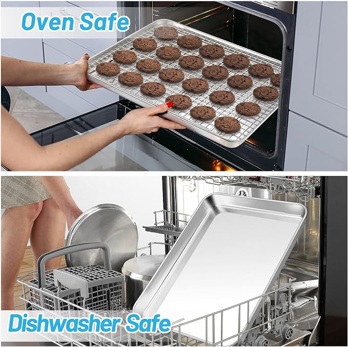 TeamFar Baking Sheet, 17.6’’ x 13’’ x 1’’ Stainless Steel Large Cookie Sheet - Image 3
