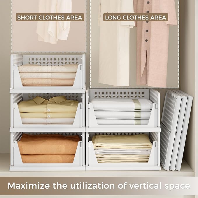 Pinkpum 8 Pack Closet Organizers and Storage Plastic Stackable Storage Bins - Image 4