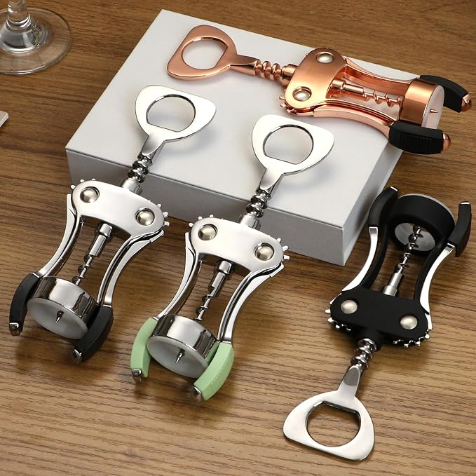 KORCCI Wine Opener, Heavy-Duty Zinc Alloy Wing Corkscrew, Premium Beer Bottle - Image 9
