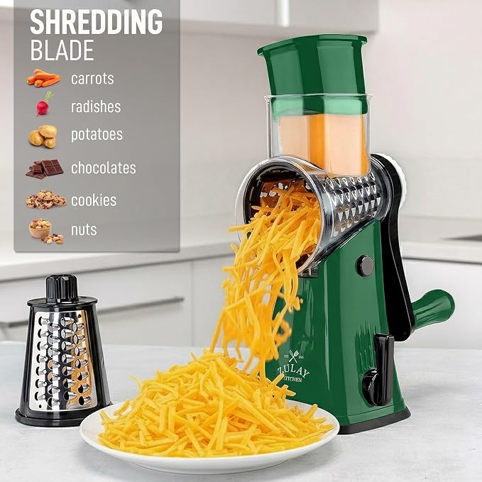 Zulay Kitchen Rotary Cheese Grater 5 Blade Cheese Shredder - Image 3