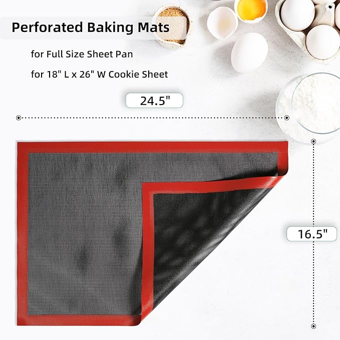 Perforated Silicone Baking Mat for Full Size Sheet Pan, Non-Stick Eclair Baking - Image 2