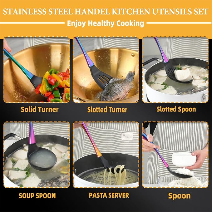 Kitchen Utensils Set, Large Non-stick Silicone Cooking Utensils Set 6 Pcs - Image 3