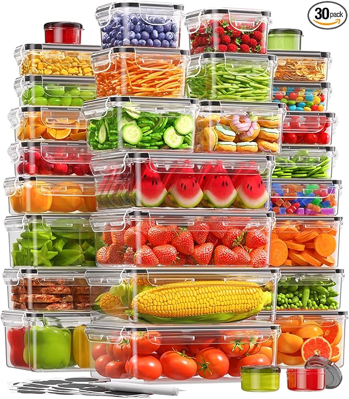 KEMETHY 60 PCS Food Storage Containers by KEMETHYFocusesonCreatingEfficientStorageProductswithQualityMaterials